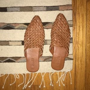 Handmade Leather Woven Brown Slides